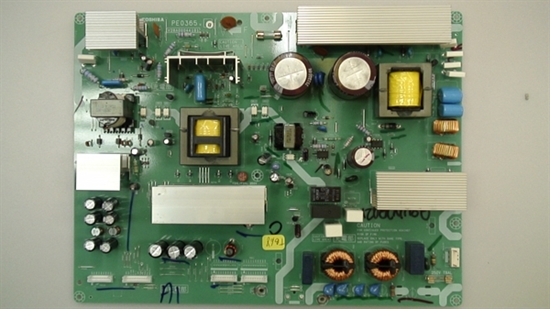 Picture of 75007520, PE0365, V28A00044101, V28A00044400, E-568, 52LX177, 52HL167, 46XV540U, TOSHIBA 52 LCD TV POWER SUPPLY