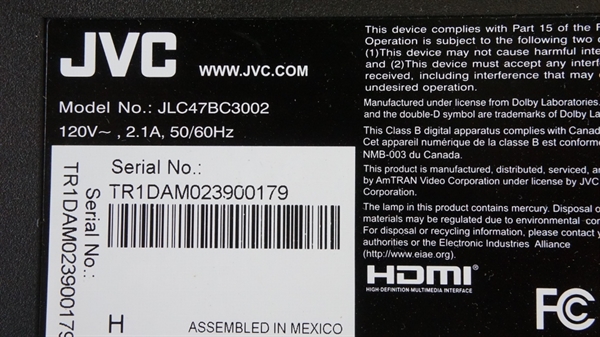 HDTV PARTS. 1712-0102-1220 JLC47BC3002 JVC 47 LCD TV STANDS JVC 47 LCD ...