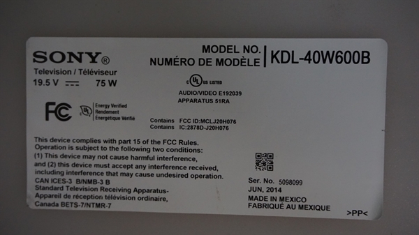 HDTV PARTS. 1-889-702-11, 1-735-767-11, KDL-40W600B, SONY 40 LED TV ...