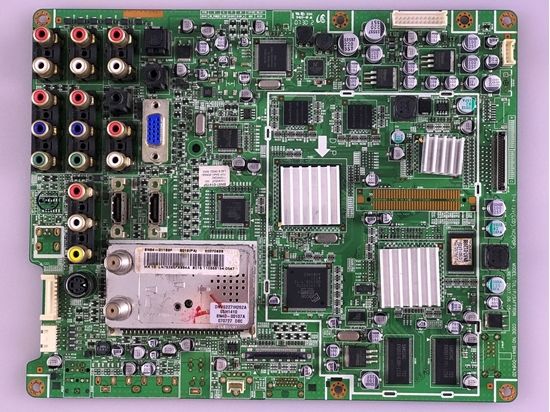 Picture of SAMSUNG 52" LCD TV Main Board: BN94-01199F, BN97-01415F, BN41-00843D, BN40-00107A, K4D551638H-LC50, NTP-3000, WT61P6S, SiI9125CTU, SPX1587AT, SPX1587AT, IDT6V100, LN-T5265FX/XAA, LN-T5265FX/XAC