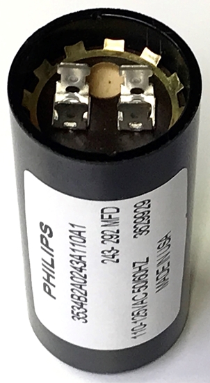 Picture of Philips 3534B2A0243A110A1, 243-292MFD, 110-125VAC 50/60HZ, 3629929, 292UF/125VAC, Philips VAC Capacitors