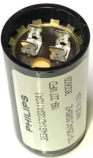 Picture of Philips 3534B1A0189110A1, 189-227 MFD, 110-125VAC 50/60HZ, 3629929, 227UF/125VAC, Philips VAC Capacitors