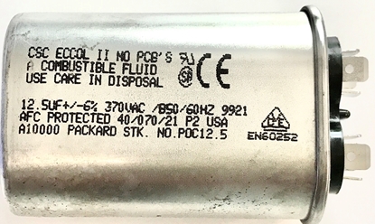 Picture of PACKARD MOTOR RUN CAPACITOR 12.5UF, 370VAC, 12.5Mf 370VAC, No.12009, POC12.5