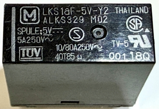 Picture of LKS1AF-5V-Y2, ALKS329M02, Size: 25x25x10mm, Relay 5VDC 5A