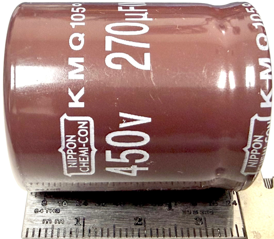 Picture of 270uF 450V, 270mF 450V, 450VXG270MEFCSN30X35, 30x36mm