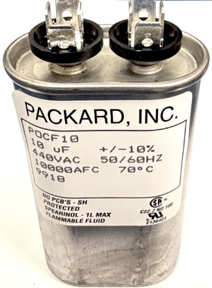 Picture of 10MFD 440V, 10uF 440VAC, 10mF 440VAC, POCF10, G22-821, Run Capacitor, 90x52x35mm   