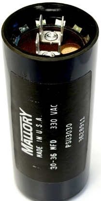 Picture of 30-36MFD 330VAC, 30-36uF 330V, 30-36mF 330V, PSU3030, 85x36mm, Run Capacitor