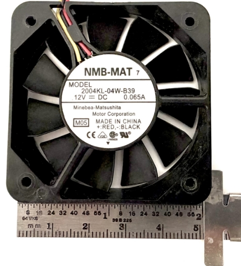 Picture of 2004KL-04W-B39, 12VDC 0.065A Axial Cooling Fan, 50x50x10mm, 3 Wire Leads